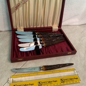 Knife set-Kirk's Nu-Stag bakelite handled Sheffield cutlery